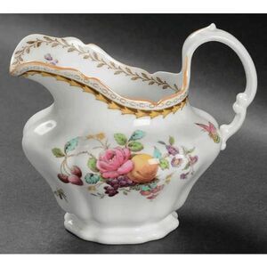 Spode Bone China 8 oz Creamer in Rockingham Pattern, Fruit/Floral/Insect Motif w